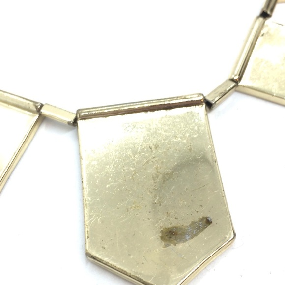 3/$30 HOUSE OF HARLOW NECKLACE LEATHER GEOMETRIC GOLD TONE ART DECO STYLE - Picture 13 of 17